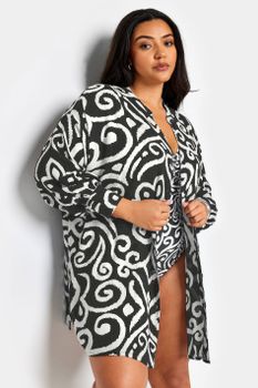 Yours Camisa Playera Blanca Y Negra Estampada, Mujer Curvy Y Tallas Grandes, Yours