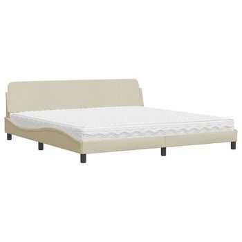 Cama Con Colchón Dover Tela Color Crema 200x200 Cm Vidaxl
