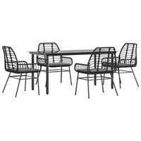 juego de comedor jardin 5 uds cojines ratan sintetico negro cfw803858