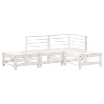 Conjunto De Muebles De Jardín 4 Uds | Mesa Y Sillas Madera Maciza De Pino Blanco