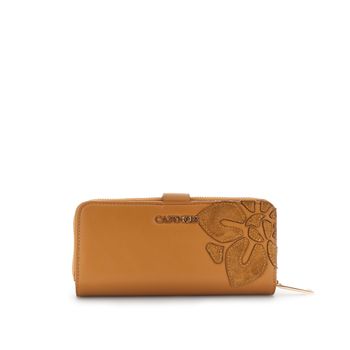 cartera grande con cremallera y aplicaciones en imitación de cuero hazelnut