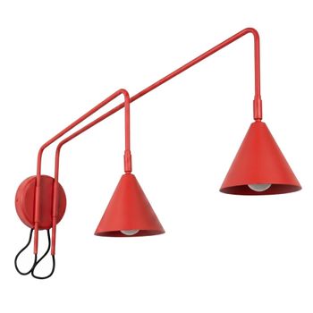 Aplique de pared rojo acero alt. 30 cm