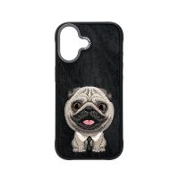 funda para movil nimmy big-eye 3d bordada pug negra para iphone 17