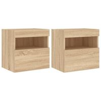 muebles de tv de pared luces led 2 uds roble sonoma 40x30x40 cm vidaxl