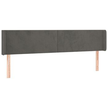 Cabecero Cama | Panel De Cabecera De Terciopelo Gris Oscuro 203x16x78/88 Cm