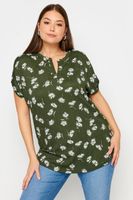 yours blusa verde oliva de margaritas mujer curvy y tallas grandes yours