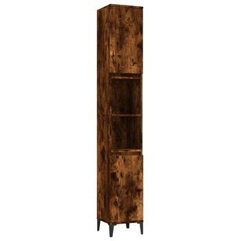 Armario De Baño | Mueble Baño Madera Contrachapada Roble Ahumado 30x30x190 Cm