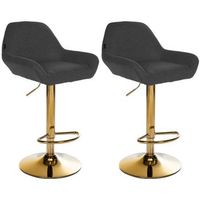lote de 2 taburetes de bar braga gold tela negro 52x51x89 cm clp