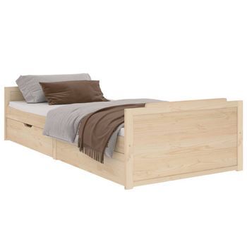 Cama Para Adultos | Estructura De Cama Con Cajones Madera Maciza De Pino 90x200 Cm