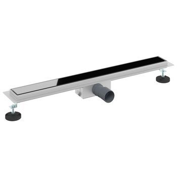 Drenaje De Ducha Con Tapa De Vidrio Negro 80 Cm Vidaxl