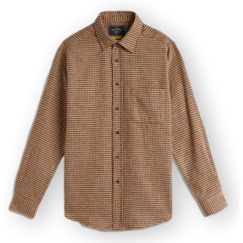 Portuguese Flannel Camisa manga larga Abstract Pied Poule Shirt - Brown para hombre