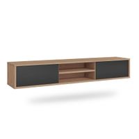 mueble tv 2 puertas 180 cm paneles laminados gris y madera