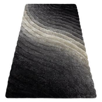 Alfombra Moderno Flim 006-b1 Shaggy, Olas - Structural Gris 80x150 Cm