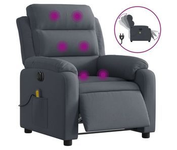 Vidaxl sillón reclinable de masaje eléctrico terciopelo gris oscuro