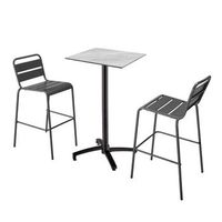 mesa alta inclinable de martaupe y 2 sillas altas grises opera - oviala