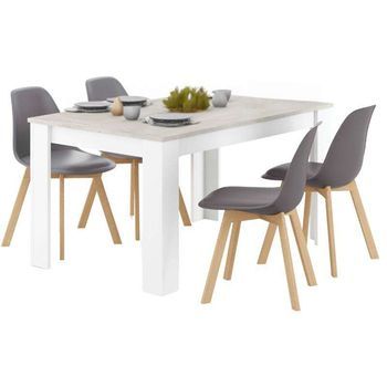 Pack Mesa Y 4 Sillas Estilo Nórdico En Gris Cemento Estilo Moderno