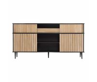 comoda 160x40x80 cm - 4 puertas correderas 1 cajon combinacion de roble y negro - negronatural