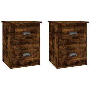 Mesita De Noche De Pared 2 Uds Color Roble Ahumado 41,5x36x53cm Vidaxl