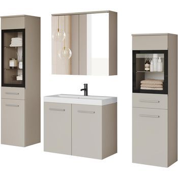 Conjunto De Muebles De Baño Madrid Ii, Juego De Muebles De Baño, Lavabo Incluido, Sin Iluminación Led, Color Beige Cachemir