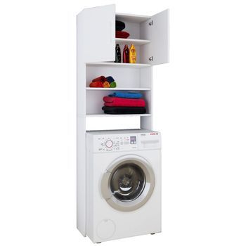 Vcm Lavadora Gabinete | Práctico Gabinete De Superestructura Con Mucho Espacio De Almacenamiento | Dimensiones Aprox. B. 64 X Al. 190 X T. 25 Cm | Lavadora Rack Para Baño Y Lavadero | Lavadora Gabinete Superestructura - Jutas (blanco)