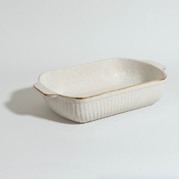 Fuente de horno de gres beige