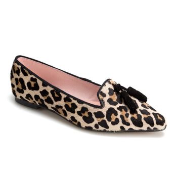 Slipper pelo potro leopardo borlas negras