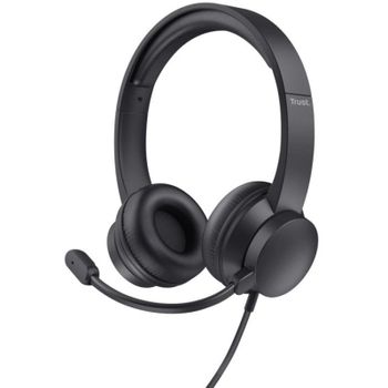 Trust HS-150 Auriculares Alámbrico de Oficina/Centro de llamadas 3.5mm para PC Negro