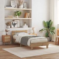 vidaxl estructura de cama con tiras led roble artisan 75 x 190 cm