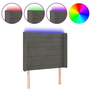 Cabecero Con Led De Terciopelo Gris Oscuro 83x16x118/128 Cm