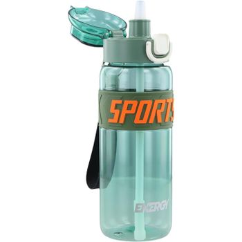 Botella de Agua Deportiva 850 ml con Pajita – Cantimplora Antifugas Reutilizable de Plástico Tritan sin BPA, Apertura con un Solo Toque, Ideal para Gimnasio, Escuela, Camping, Yoga y Actividades al