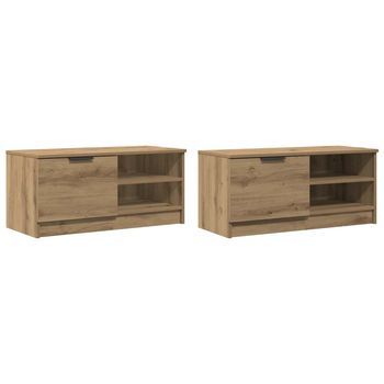 Muebles Para Tv 2 Uds | Mueble De Salón | Mesa De Tv Madera Roble Artisan 80x35x36,5 Cm