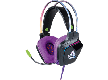 Auriculares gaming - FR-TEC Bifrost, Luz LED RGB, Micrófono flexible, Negro y Morado