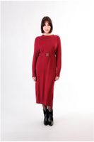 vestido de punto con fajin bordeaux
