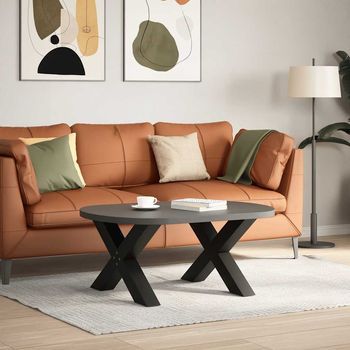 Patas De Mesa De Centro Forma X 2 Uds | Patas Para Mesa Acero Negro 70x(42-43) Cm