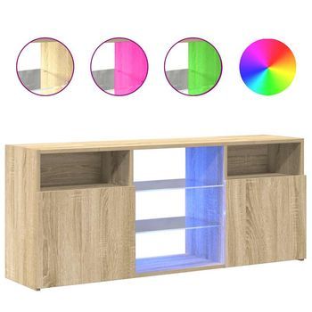 Armario Tv Con Luces Led Roble Sonoma 120x30x50 Cm Vidaxl