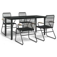 juego de comedor de jardin 5 piezas  mueble de jardin ratan pvc negro
