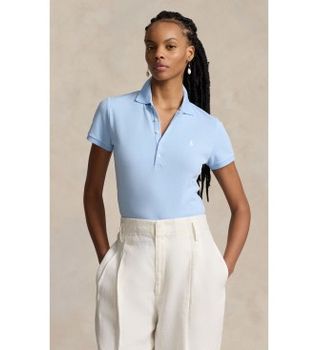 Polo Ralph Lauren para mujer. 211B18200002 Polo elástico Slim Fit azul (XS), Casual, Algodón, Manga corta
