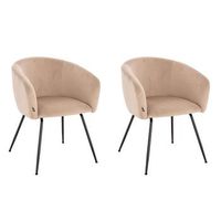 silla de comedor de terciopelo con reposabrazos aria - lote de 2 beige