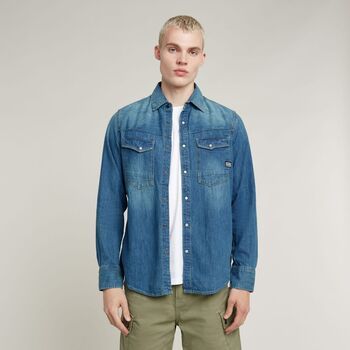 G-Star Raw Camisa manga larga D23616-D252 SLIM DENIM-D891 FADED CRICKET para hombre