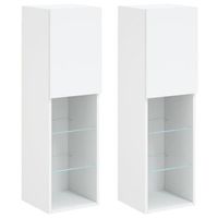 muebles de tv con luces led 2 uds blanco 305x30x102 cm vidaxl