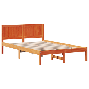 Cama Matrimonial | Cama Doble | Estructura De Cama Marrón Encerada Madera De Pino Macizo 140 X 190 Cm Cfw74339