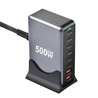 gan techbakeey ymx-500w cargador usb pd de 500w de 8 puertos 2usb-a6usb-c pd qc carga rapida estacion de carga de esc