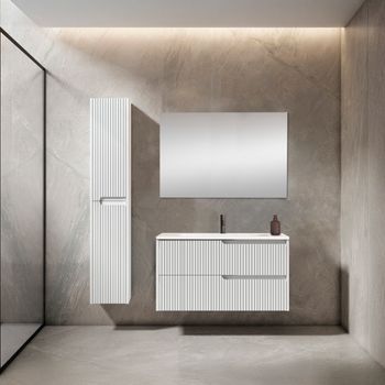 Mueble Ezio 100 Cm 2c, Blanco Mate. Pack Mueble + Lavabo.