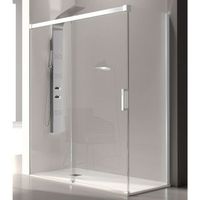 frontal de ducha  puerta corredera glase perfil blanco  125 cm pared lateral 66 - 69 cm