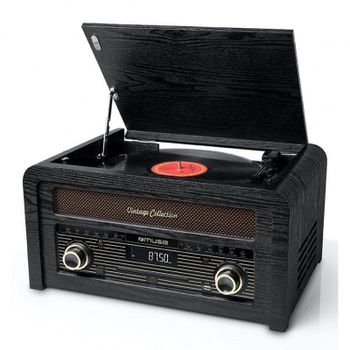 Tocadiscos Muse MT-115 W 20 W Bluetooth USB CD MP3 FM madera negro