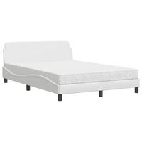 cama matrimonial  cama para adulto  cama con colchon dover cuero sintetico blanco 140x190 cm