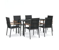 juego de comedor para jardin 7 piezas acero y textilene negro