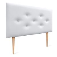 dhome cabecero de polipiel con 3 hileras intercaladas de botones y patas cabezal tapizado cama lujo blanco 105cm