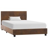 estructura cama sin colchon piel ante sintetica marron 90x200cm vidaxl