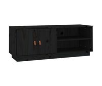 mueble tv - mesa de tv de madera maciza de pino negro 105x34x40 cm